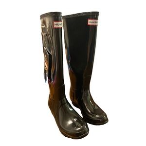 Women's Black Hunter Rain Boots Size 6